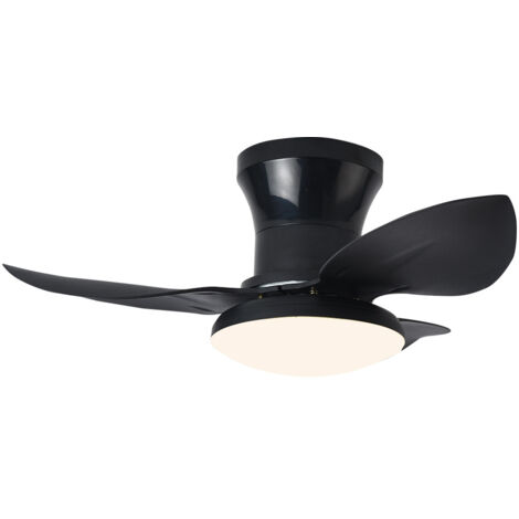 Ventilador de techo de 65 cm con luz y control remoto, lámpara de 48 W, barras de suspensión de 20 cm, 3 temperaturas LED, motor CC reversible, blanco