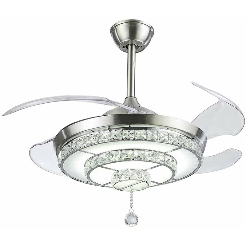 

Happyshopping - Ventilador de techo de cristal Y42-A100BN, lampara de arana LED de 200-240 V, con control remoto, sin bateria