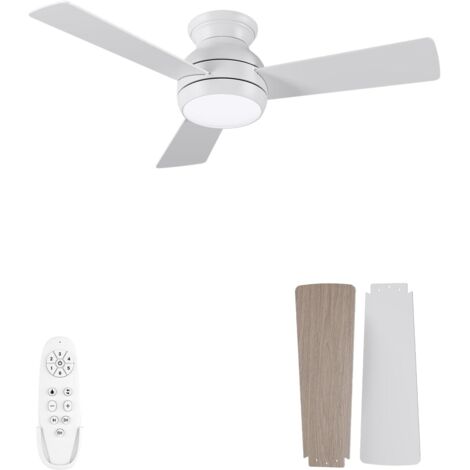 Ventilador de techo de madera con luz, mando a distancia con función de memoria, motor CC silencioso de 30 W, ventilador de techo de 102 cm de diámetro, LED regulable de 24 W, 6 velocidades, temporiza