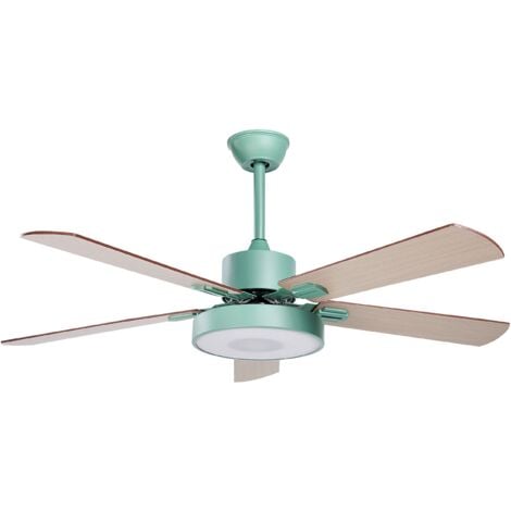 Ventilador de techo de metal verde menta madera clara 50 cm sintético Hobble