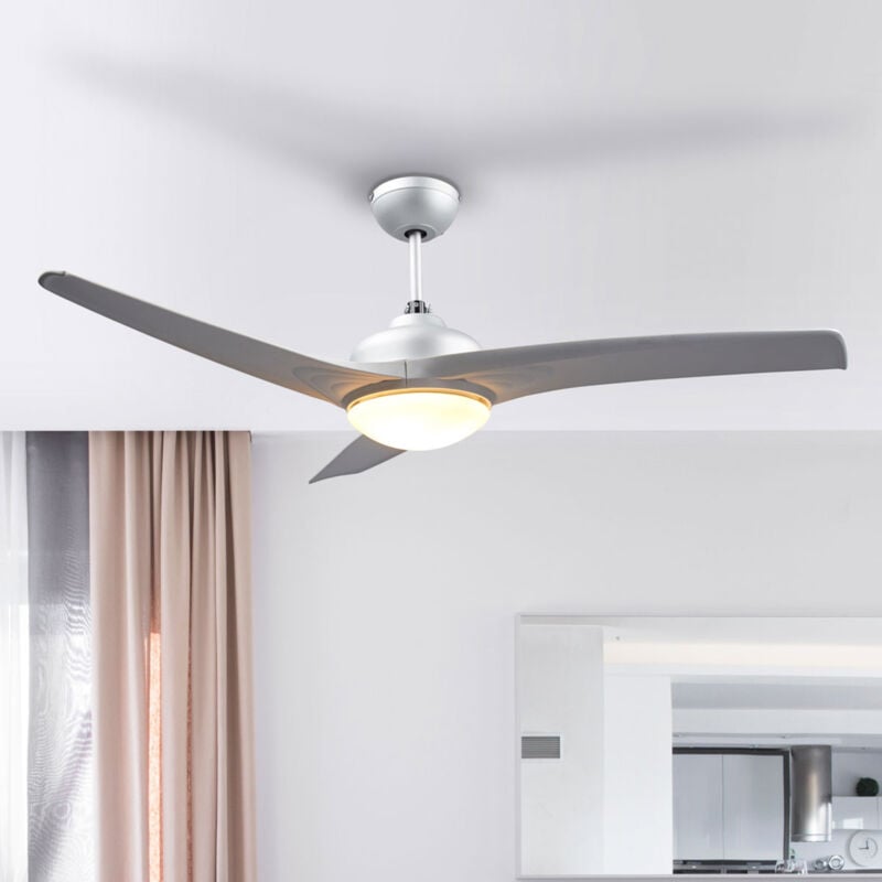 

Ventilador de techo Emanuel plateado, con luz
