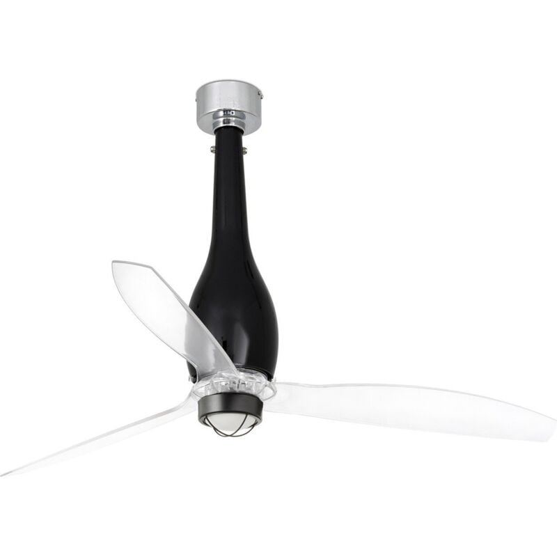 

Faro Barcelona - ETERFAN Ventilador de techo negro brillo/transparente con motor DC con luz - NEGRO BRILLO