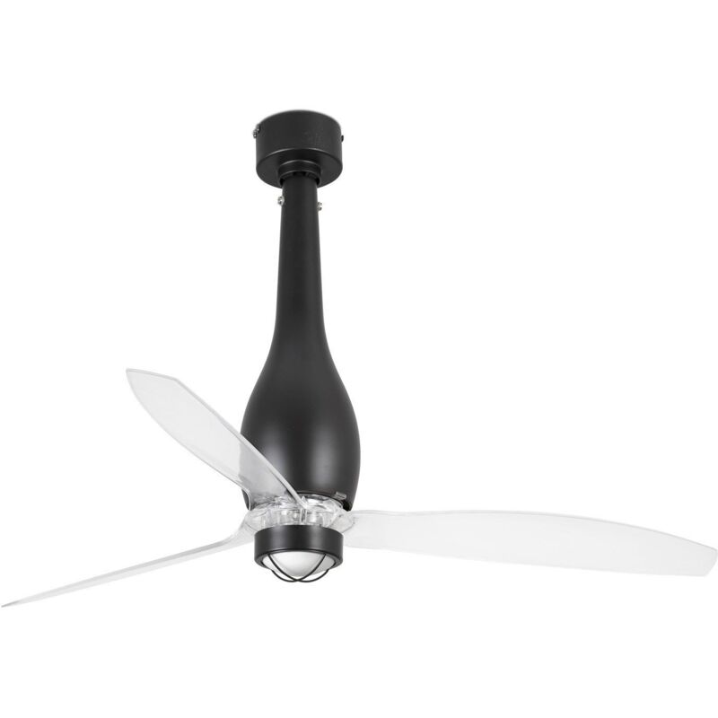 

Faro Barcelona - ETERFAN Ventilador de techo negro mate/transparente con motor DC con luz - NEGRO MATE