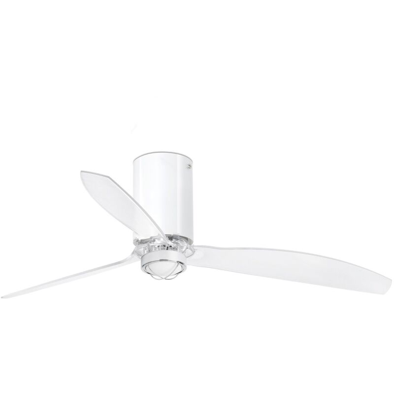 

Faro Barcelona - MINI TUBE FAN Ventilador de techo blanco brillo/transparente con motor DC con luz - BLANCO BRILLO