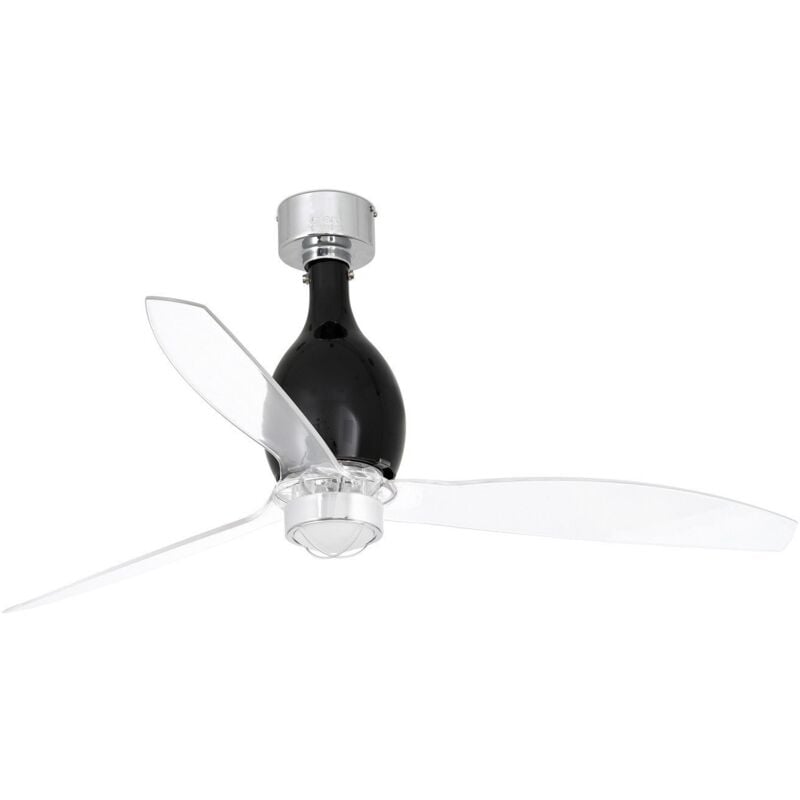 

Faro Barcelona - MINI ETERFAN Ventilador de techo negro mate/transparente con motor DC con luz - NEGRO MATE