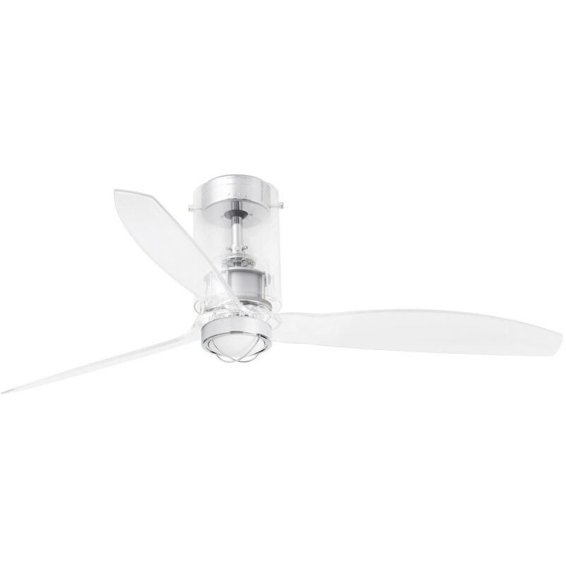 

Faro Barcelona - MINI TUBE FAN Ventilador de techo transparente con luz - CROMO BRILLO