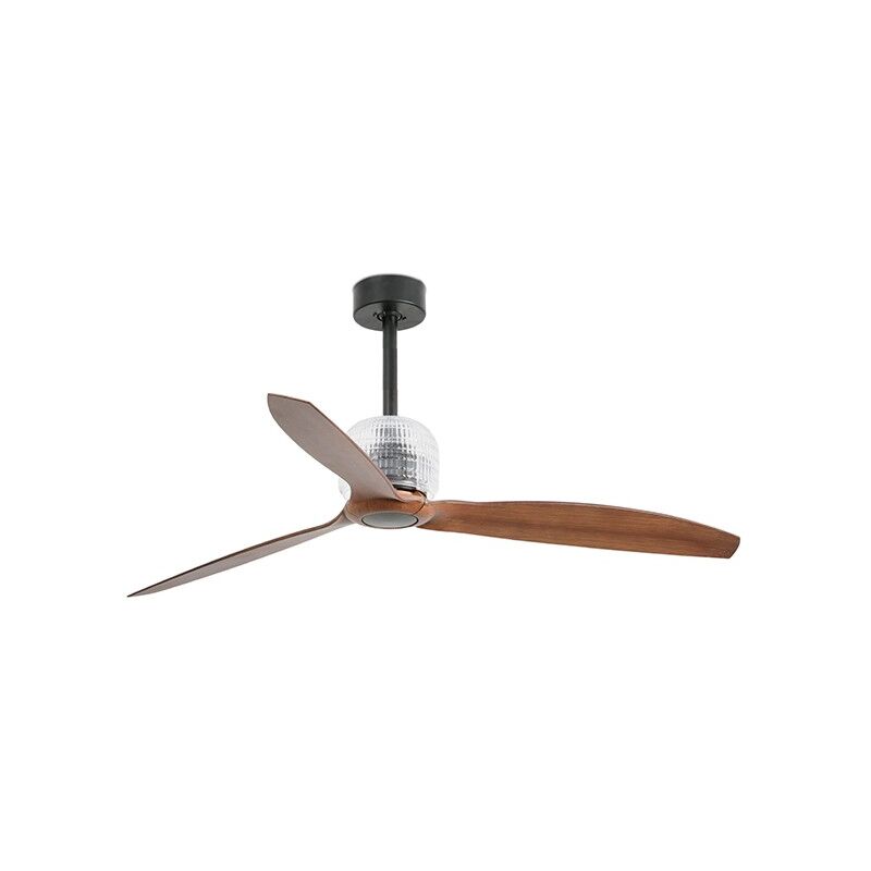 

Faro Barcelona - DECO FAN Ventilador de techo negro/madera con acccesorio de cristal - NEGRO MATE