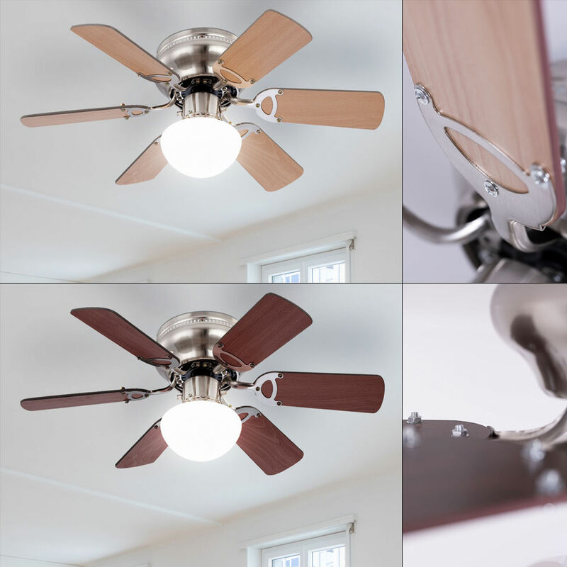 

Ventilador de techo haya marrón 3 velocidades interruptor de tiro del ventilador lámpara de la sala lámpara de vidrio ópalo modo verano invierno