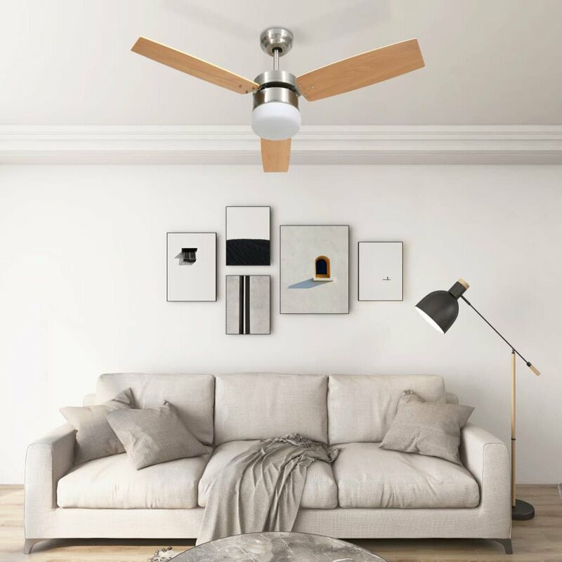 

Ventilador de techo lampara mando distancia marron claro 108cm