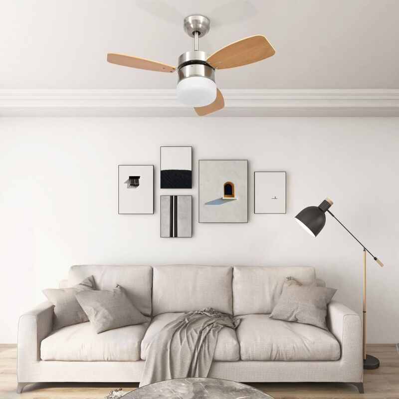 

Ventilador de techo lámpara mando distancia marrón claro 76 cm