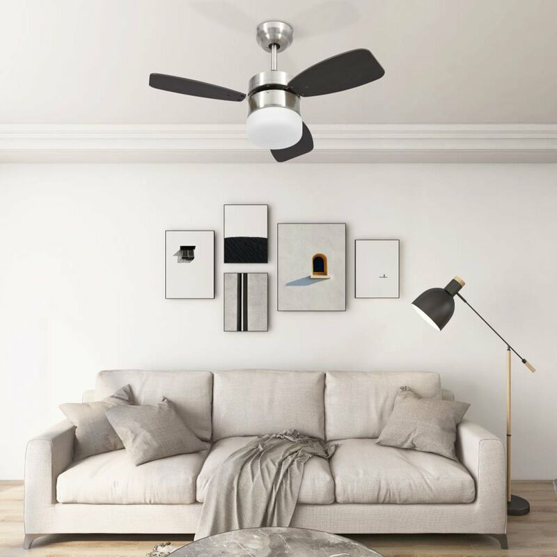 

Happyshopping - Ventilador de techo lampara mando distancia marron oscuro 76 cm