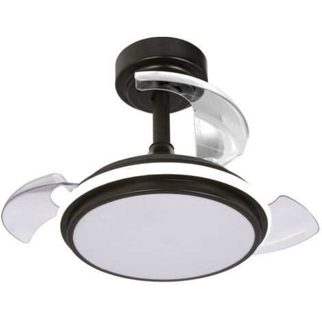 Ventilador de techo led 3cct aspas retráctiles antila mini xs 35w 3000lm negro