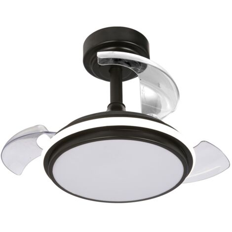 Ventilador de techo led 3cct aspas retráctiles antila mini xs 35w 3000lm negro