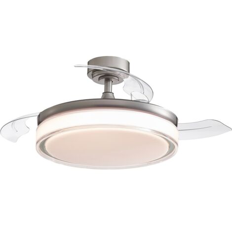 Ventilador de techo LED "Aneto" regulable con control remoto (72W 3CCT 7920lm) IP20 Ø106cm color níquel