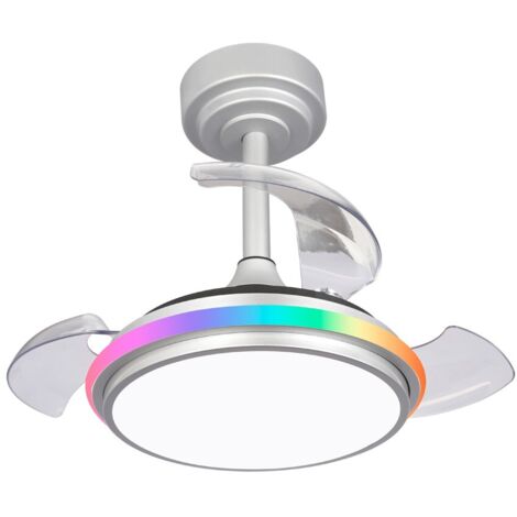 Ventilador de techo LED "Antila Mini XS" regulable con control remoto (40W RGB+3CCT 3500lm) IP20 Ø55cm color gris