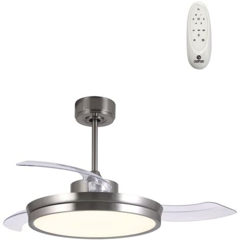 Ventilador de techo LED “Areca” regulable con control remoto (48W 3CCT 3500lm) IP20 Ø106cm color níquel