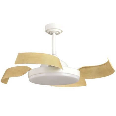 Ventilador de techo LED Batán Blanco Madera 35W 3200lm CCT Smart