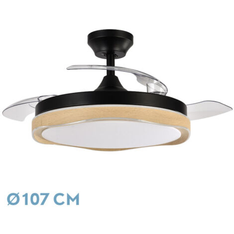 Ventilador de techo LED "Blondi" regulable con control remoto (72W 3CCT 7200lm) IP20 Ø107cm color negro y madera