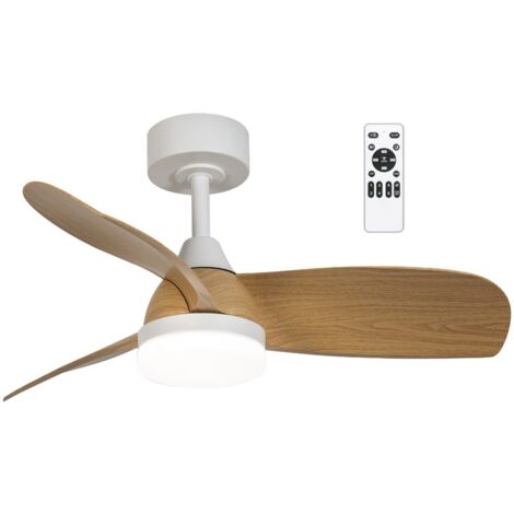 Ventilador de techo LED Borse Blanco+Madera CCT Dim (18W)