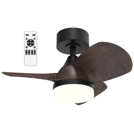 Ventilador de techo LED Borse Mini Negro+Roble CCT Dim (18W)