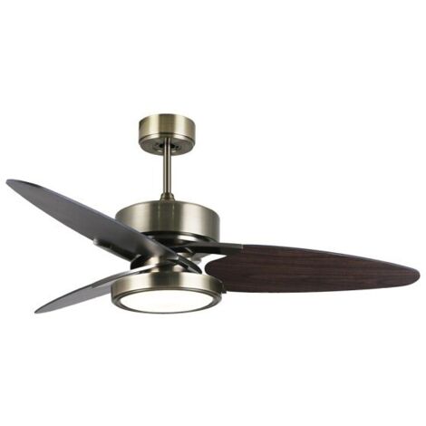 Ventilador de techo LED "Cross" regulable con control remoto (30W 3CCT 3250lm) IP20 Ø132cm color negro y nogal
