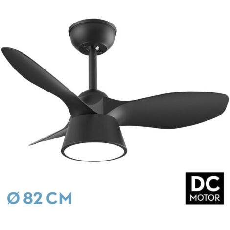Ventilador de techo LED "Cúbico" regulable con control remoto (36W 3CCT 2680lm) IP20 Ø82cm color negro