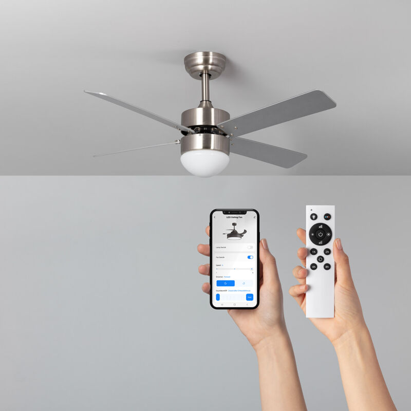 

Ventilador de Techo LED Cygnus Níquel 107cm Motor DC WiFi - Niquel