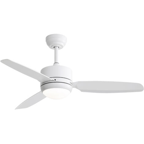 Ventilador de techo LED de 46 pulgadas, control remoto, motor de CC reversible, 3 aspas de ABS, blanco