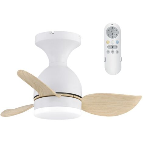 Ventilador de techo LED Fonfu Blanco+Madera CCT Dim (20W)