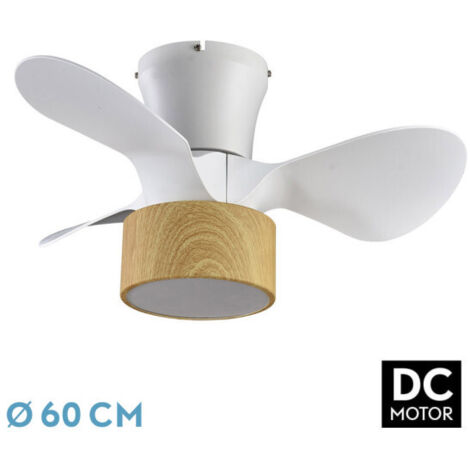 Ventilador de techo LED "Kos" regulable con control remoto (24W 3CCT 2390lm) IP20 Ø60cm color blanco y haya
