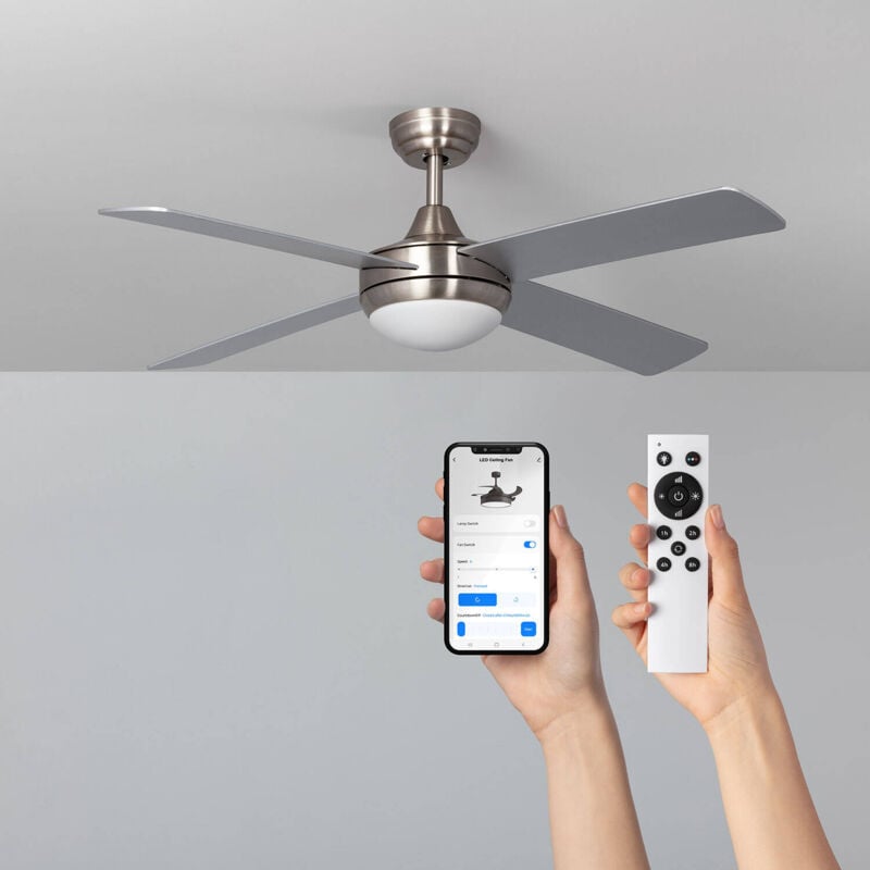 

Ventilador de Techo LED Leirus Niquel 132cm Motor DC WiFi - Niquel
