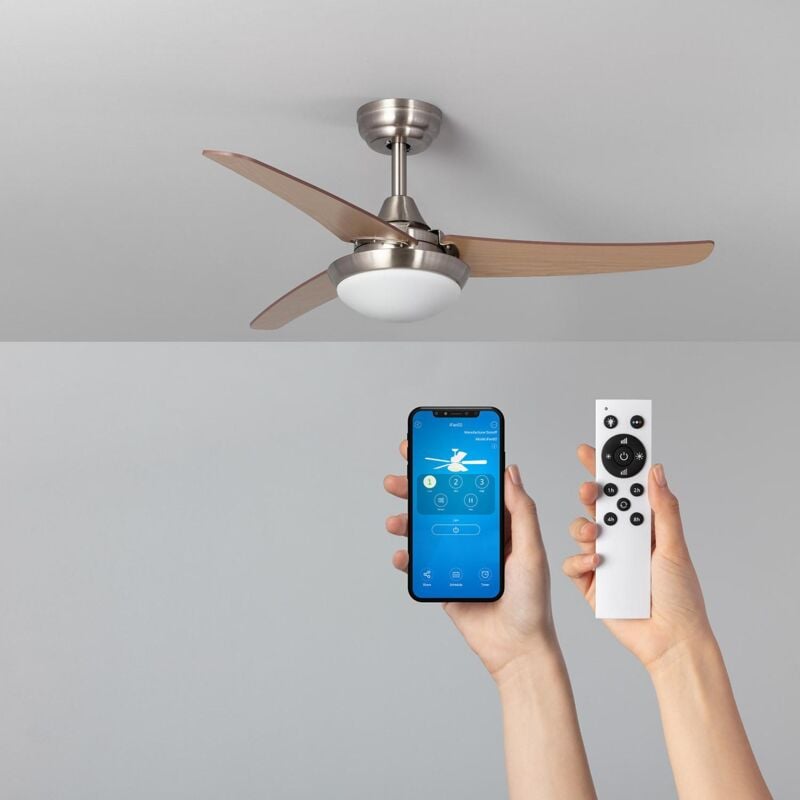 

Ventilador de Techo LED Neil LED Madera 107cm Motor DC WiFi - Madera