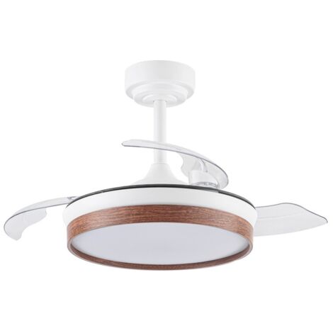 Ventilador de techo LED “Panam Mini” regulable con control remoto (46W 3CCT 5520lm) IP20 Ø92cm color blanco y madera