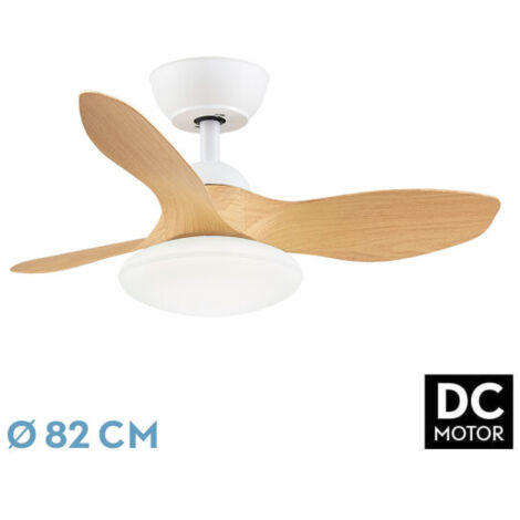Ventilador de techo LED "Páramo" regulable con control remoto (36W 3CCT 2880lm) IP20 Ø82cm color blanco y haya