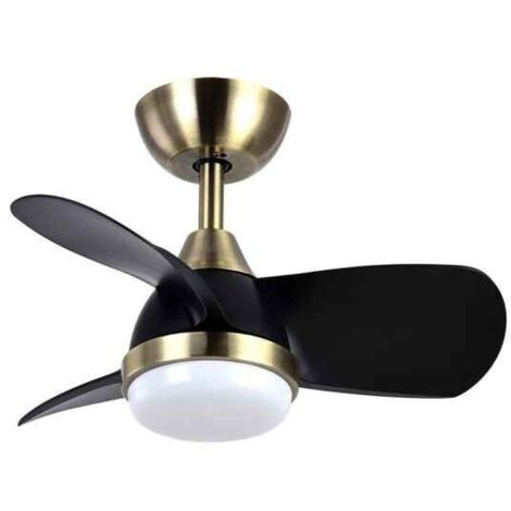 Ventilador de techo LED "Pirdo" regulable con control remoto (24W 3CCT 2400lm) IP20 Ø60cm color cuero y negro