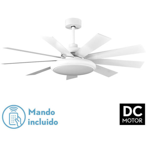 Ventilador de techo LED "Pireo" regulable con control remoto (36W 3CCT 3800lm) IP20 Ø132cm color blanco