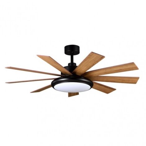 Ventilador de techo LED "Pireo" regulable con control remoto (36W 3CCT 3800lm) IP20 Ø132cm color negro y roble
