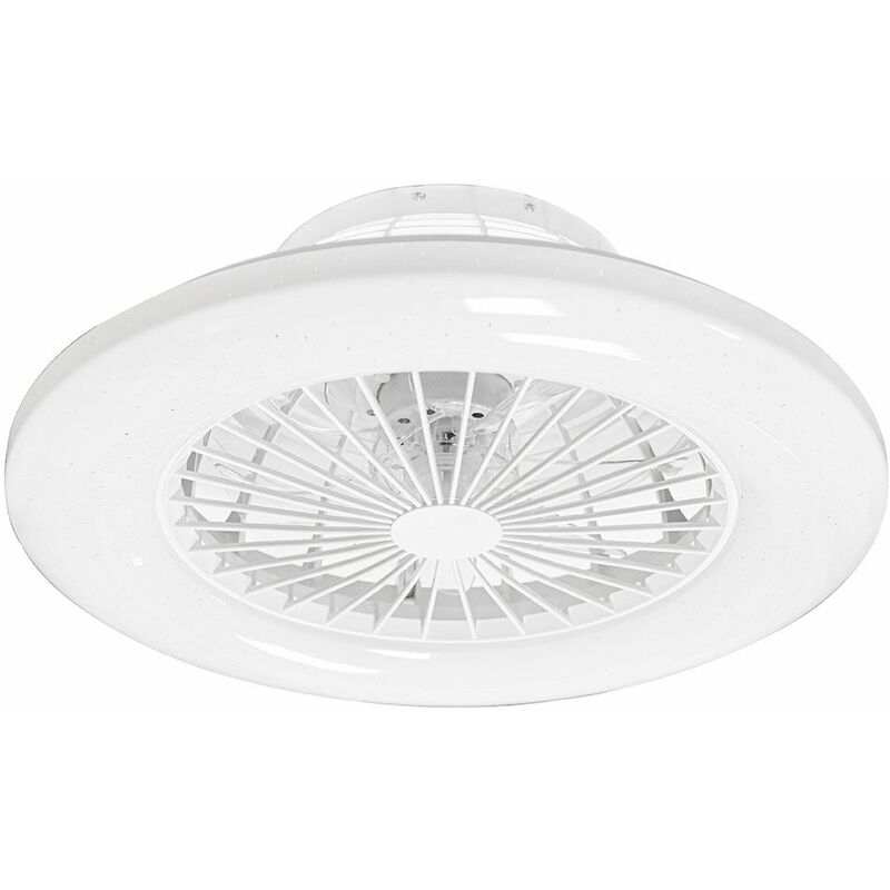 

Ventilador de techo LED silencioso CONTROL REMOTO Luz de efecto estrella REGULABLE Lámpara de temporizador de luz diurna para sala de estar