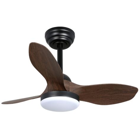 Ventilador de techo LED "Stel Mini S" regulable con control remoto (20W 3CCT 1900lm) IP20 Ø80cm color negro y roble