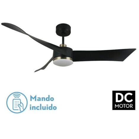 Ventilador de techo LED "Tempel" regulable con control remoto (26W 3CCT 2950lm) IP20 Ø132cm color negro y cuero