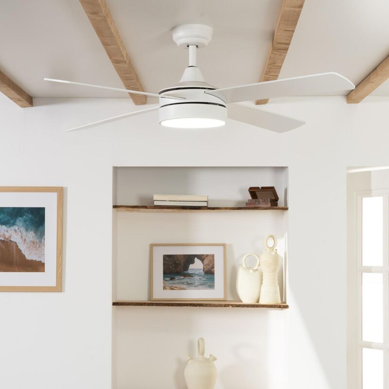 

Techbrey - Ventilador de Techo LED Timor Blanco 132cm Motor DC WiFi - Blanco