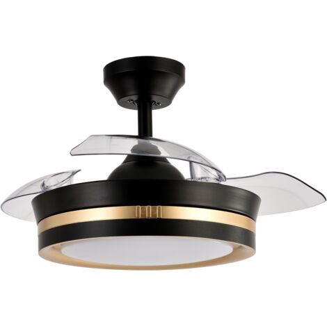 Ventilador de techo LED "Viper" regulable con control remoto (48W 3CCT 4800lm) IP20 Ø91cm color negro y oro