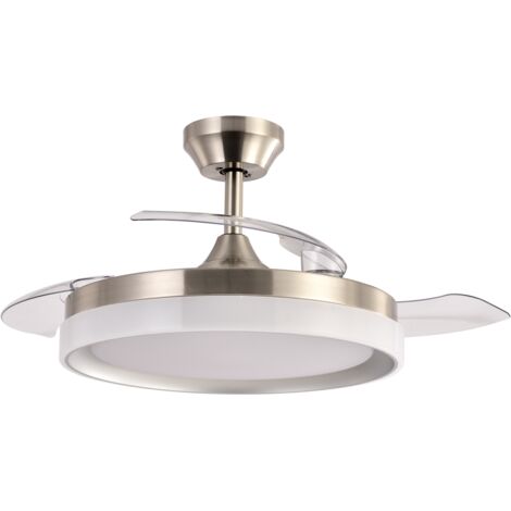 Ventilador de techo LED "Zenit" de aspas retráctiles (72W 3CCT 7200lm) IP20 Ø107cm color níquel