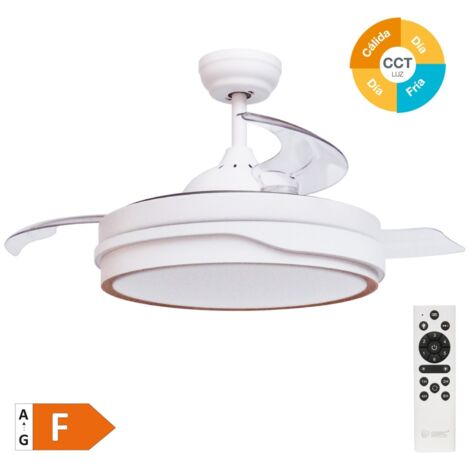 Ventilador de techo "Lentini" con luz LED regulable y mando a distancia (36W 3CCT 3547lm) color blanco y efecto madera