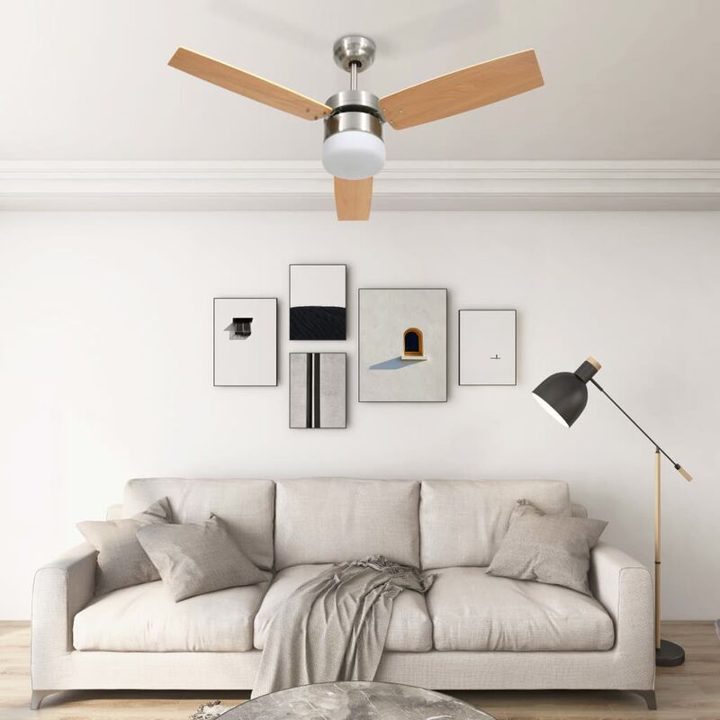 

Ventilador de techo lámpara mando distancia marrón claro 108cm - Marrón