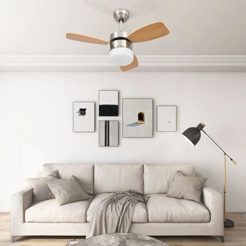 

Ventilador de techo lámpara mando distancia marrón claro 76 cm - Marrón