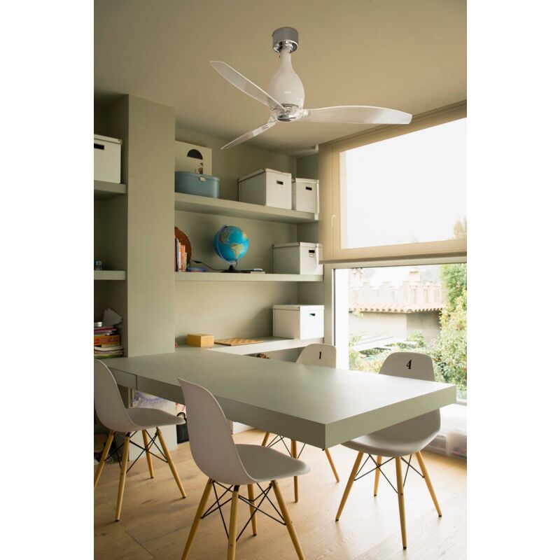 

Faro Barcelona - MINI ETERFAN Ventilador de techo blanco brillo/transparente con motor DC sin luz - BLANCO BRILLO