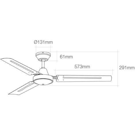 Ventilador de Techo Modelo Industrial. color Blanco. Potencia: 60W Aspas: Ø140Cm con Controlador de Pared Edm