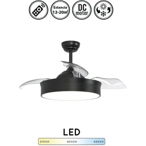 Ventilador LED aspas plegables Moss Mini Cuero 35W 3900 Lm CCT - Todolampara