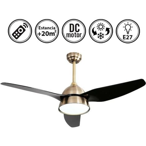 Cecotec Ventilador de Techo con Mando a Distancia, Temporizador y Luz LED  EnergySilence Aero 5290 Golden Pro. 35 W, Motor DC, 52, 3 Aspas, 5  Velocidades, Función Invierno, Dorado : : Hogar y cocina